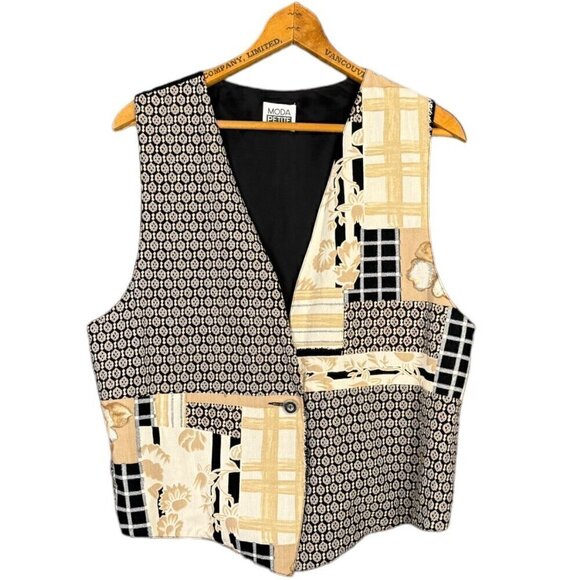 Vintage Boho Patchwork Vest, 90s Retro Whimsigoth - Picture 1 of 9